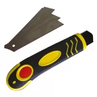 нож канцелярский 18 мм, с 3 запасными лезвиями, прорезиненный корпус (2326) оптом